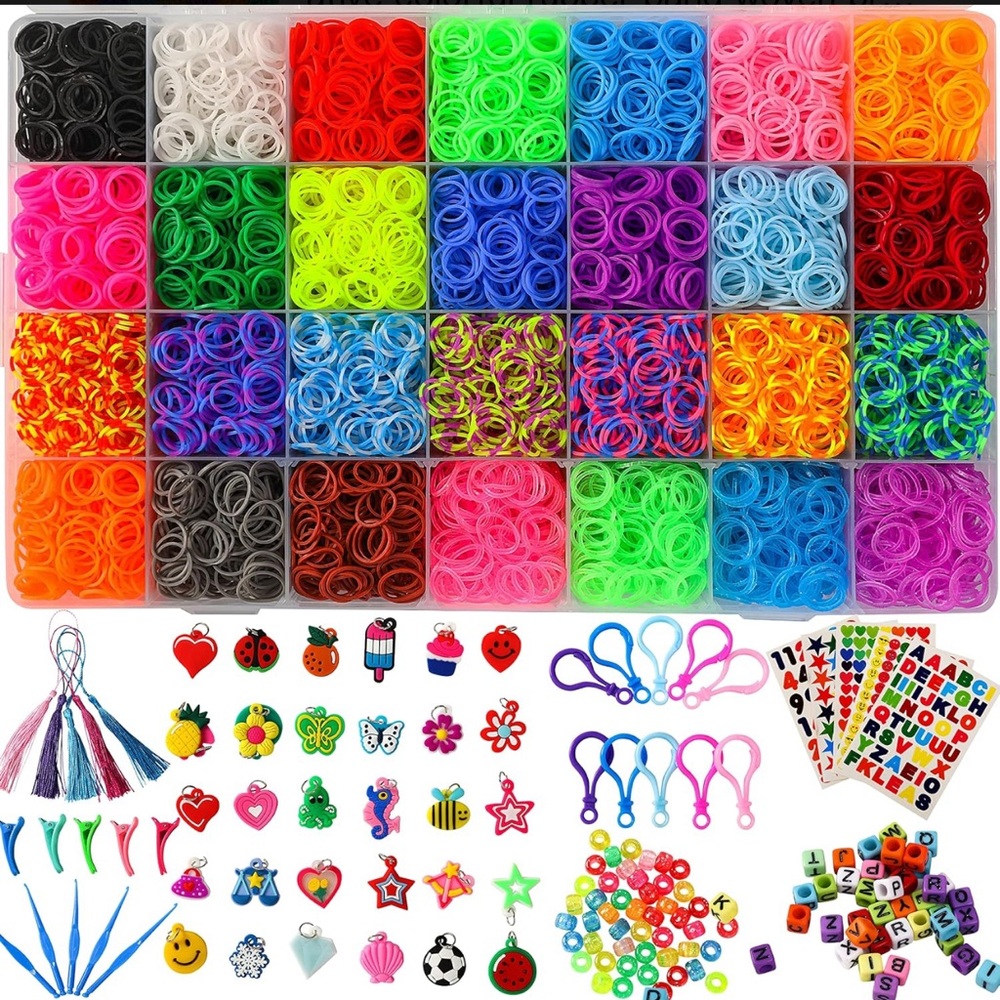 Colorful Loom Bands Kit with Charms and Accessories DIY Creative Rubber Bracelet